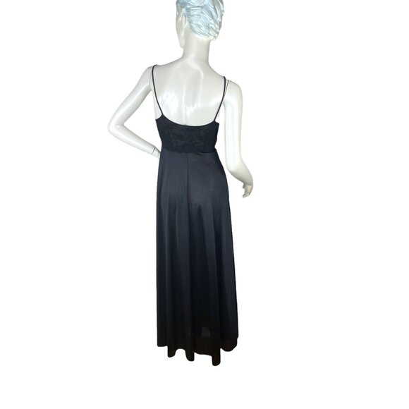 1960s black peignoir negligee in nylon and lace by Shadowline Size S/M - Picture 5 of 10